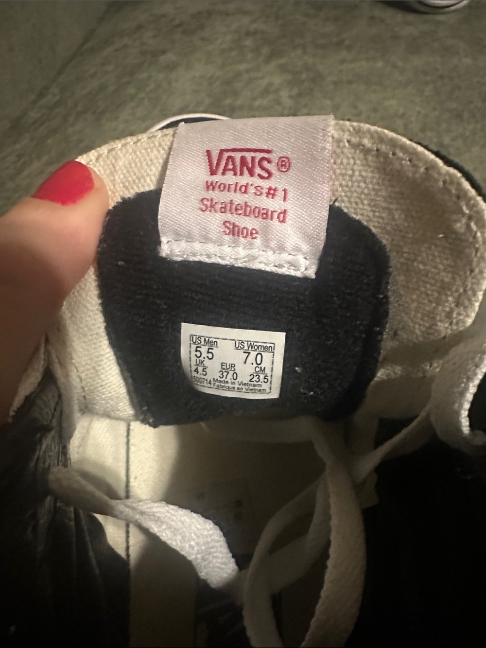 Vans Black & White High Top Skate Sneakers - Picture 8 of 8